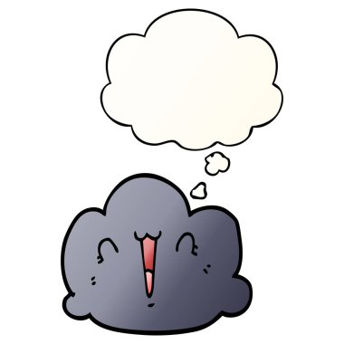 mutlu bulut karikatür ve pürüzsüz degrade tarzında düşünce balonu