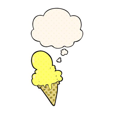 çizgi film dondurma ve çizgi roman tarzında düşünce balonu