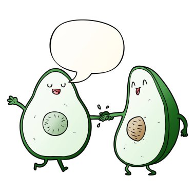 çizgi film dans avokado ve konuşma balonu pürüzsüz degrade st