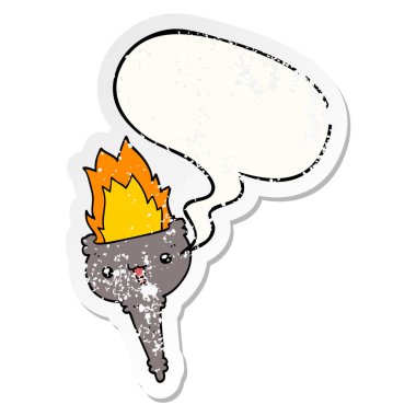 karikatür yanan kadeh ve konuşma balonu sıkıntılı etiket