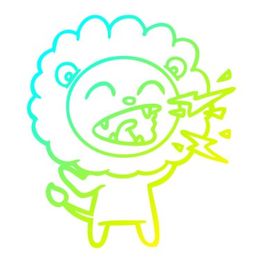 soğuk degrade çizgi çizim karikatür kükreyen aslan