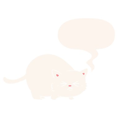 retro tarzında karikatür kızgın kedi ve konuşma balonu