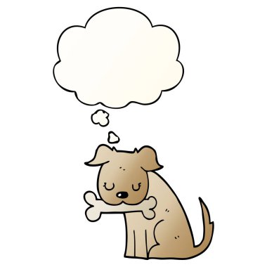 karikatür köpek ve pürüzsüz degrade tarzında kabarcık düşünce