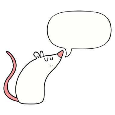 karikatür beyaz fare ve konuşma balonu