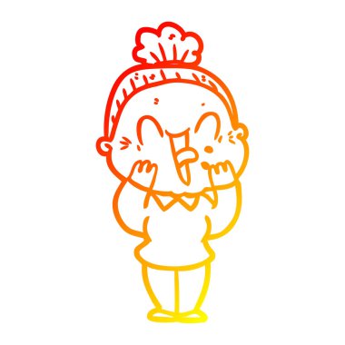 sıcak degrade çizgi çizim karikatür mutlu yaşlı kadın