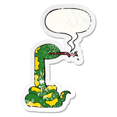 karikatür tıslama yılan ve konuşma balonu sıkıntılı etiket