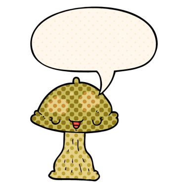 çizgi roman tarzında karikatür toadstool ve konuşma balonu