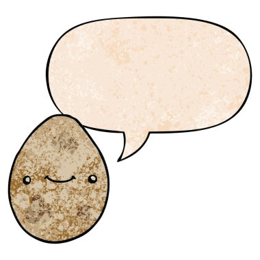 retro doku tarzında karikatür yumurta ve konuşma balonu