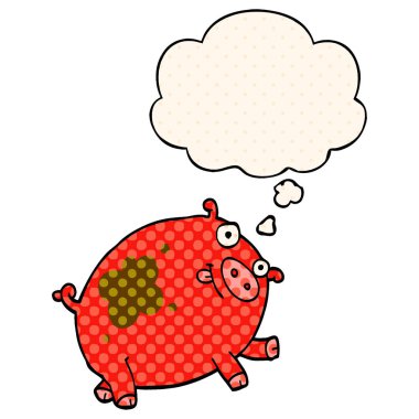 çizgi film domuz ve çizgi roman tarzında düşünce balonu