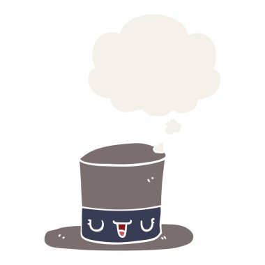 retro tarzında karikatür üst şapka ve düşünce balonu