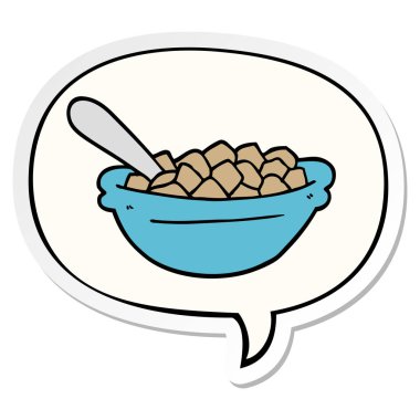 karikatür tahıl kase ve konuşma kabarcık etiket