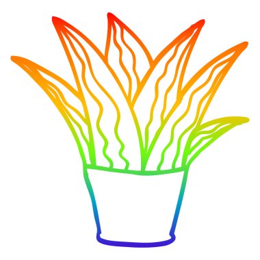 gökkuşağı gradyan çizgi çizim karikatür ev bitki