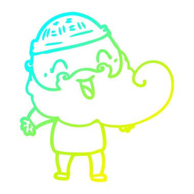 soğuk degrade çizgi çizim mutlu sakallı adam