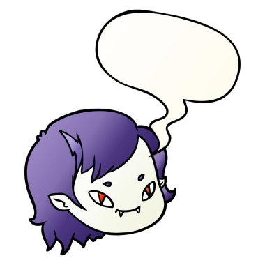 çizgi film vampir kız yüz ve konuşma balonu pürüzsüz degrade s