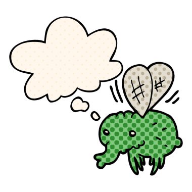 çizgi film sinek ve çizgi roman tarzında kabarcık düşünce