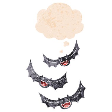 karikatür vampir yarasalar ve retro dokulu tarzında düşünce balonu