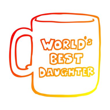 sıcak degrade çizgi çizim dünyalar en iyi kızı kupa