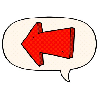 çizgi roman tarzında karikatür işaret ok ve konuşma balonu