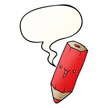 mutlu karikatür kalem ve konuşma balonu pürüzsüz degrade tarzında