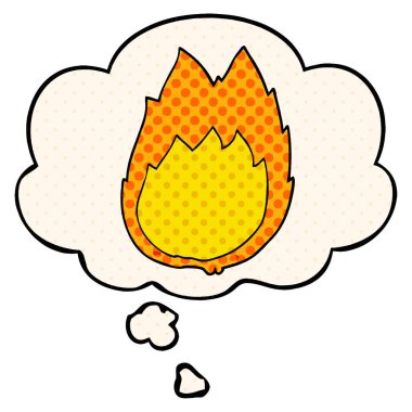 çizgi film alevleri ve çizgi roman tarzında düşünce balonu