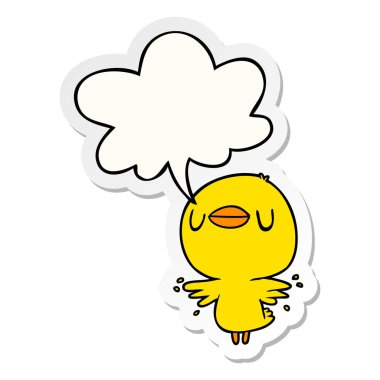 sevimli karikatür civciv kanatçırpma ve konuşma kabarcık etiket