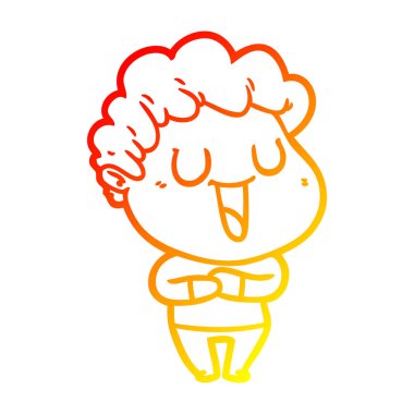 sıcak degrade çizgi çizim gülen karikatür adam