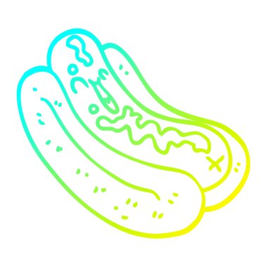 ketçap ile topuz soğuk degrade çizgi çizim karikatür hotdog