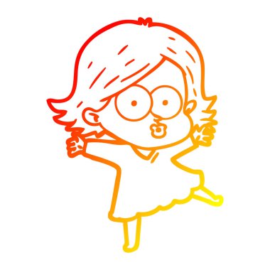 sıcak degrade çizgi çizim karikatür kız pouting