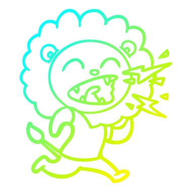 soğuk degrade çizgi çizim karikatür kükreyen aslan