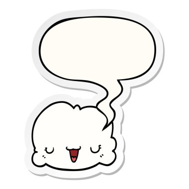 sevimli karikatür bulut ve konuşma balonu etiket