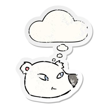 karikatür kutup ayısı yüz ve sıkıntılı yıpranmış olarak kabarcık düşünce 