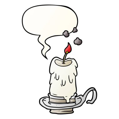 mumluk ve konuşma balonu içinde karikatür eski ürkütücü mum s
