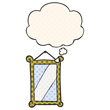 çizgi film aynası ve çizgi roman tarzında düşünce balonu