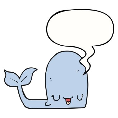 karikatür mutlu balina ve konuşma balonu