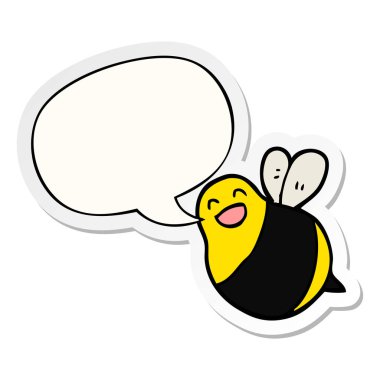 karikatür arı ve konuşma balonu etiket