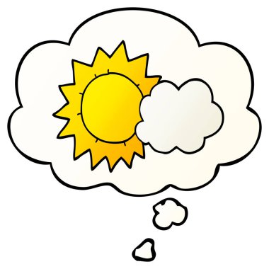 çizgi film havası ve pürüzsüz degrade tarzında düşünce balonu