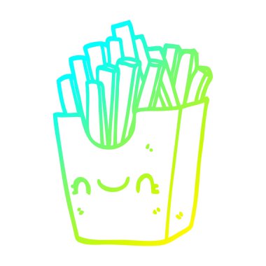 soğuk degrade çizgi çizim karikatür patates kutusunda