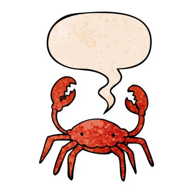 retro doku tarzında karikatür yengeç ve konuşma balonu