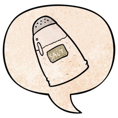 retro doku tarzıkarikatür tuz shaker ve konuşma balonu
