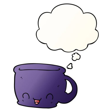 pürüzsüz degrade stil kahve ve düşünce balonu karikatür fincan