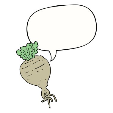 karikatür kök sebze ve konuşma balonu