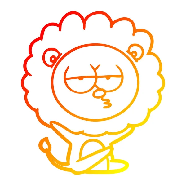 Sıcak degrade çizgi çizim karikatür sıkılmış aslan — Stok Vektör