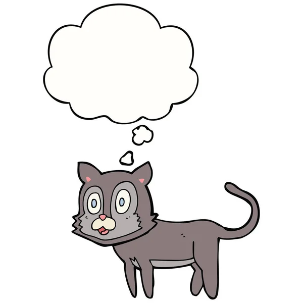 Heureux chat dessin animé et bulle de pensée — Image vectorielle