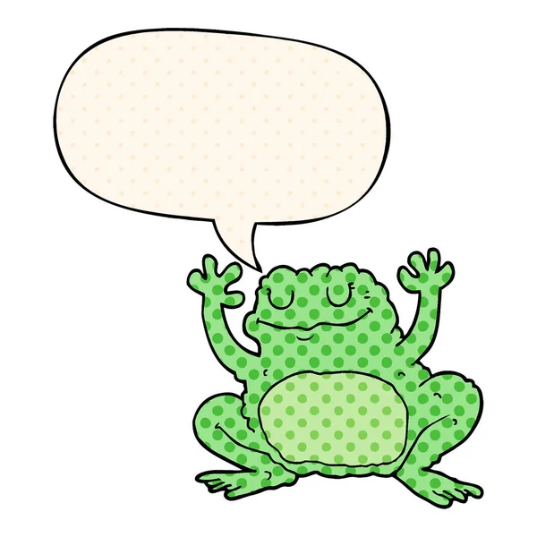 Cartoon frog and speech bubble in comic book style — Stock Vector