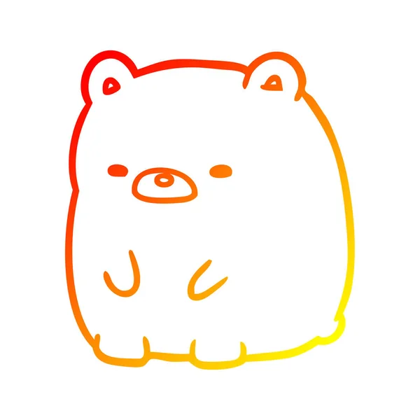 Warm gradient line drawing cute sad bear — Stock Vector