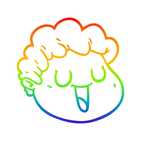 Regenboog gradiënt lijntekening cartoon mannelijk gezicht — Stockvector