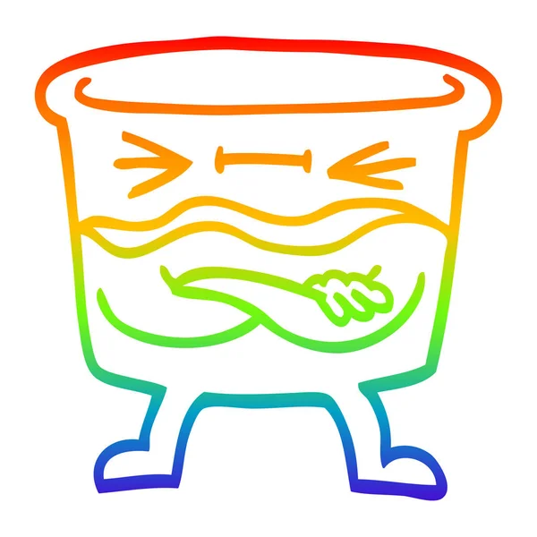 Arco iris gradiente línea dibujo dibujos animados whisky vidrio — Vector de stock