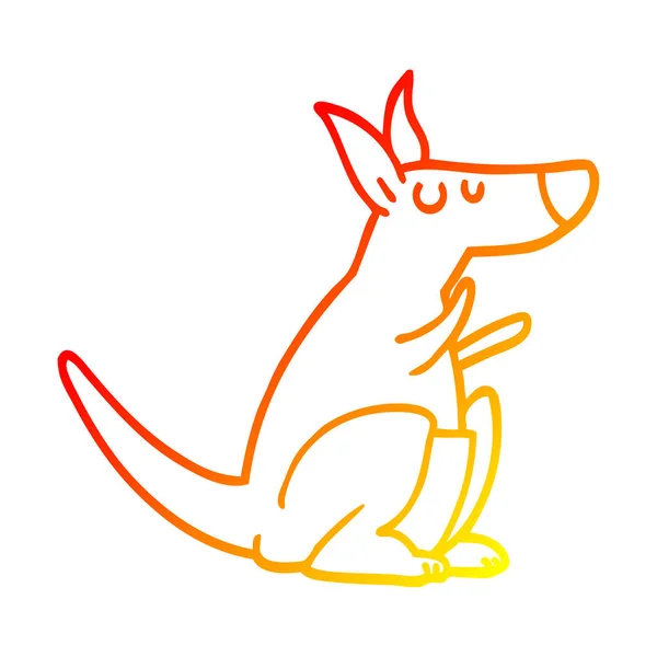 Chaud gradient ligne dessin dessin animé kangourou — Image vectorielle