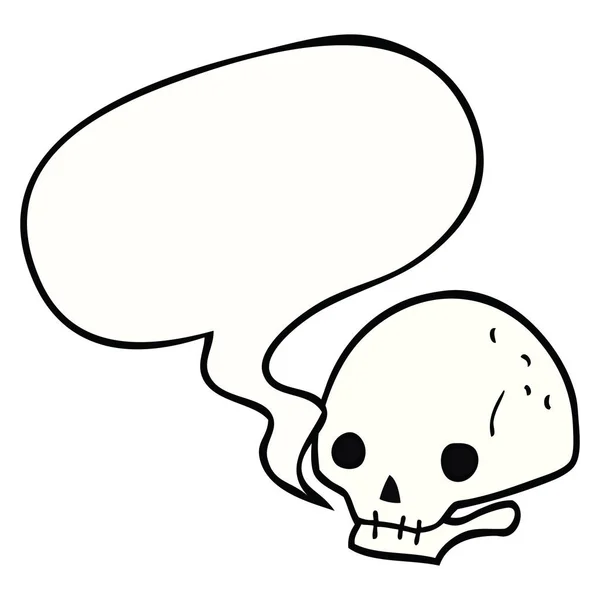 Cartoon Spooky skull och pratbubbla — Stock vektor