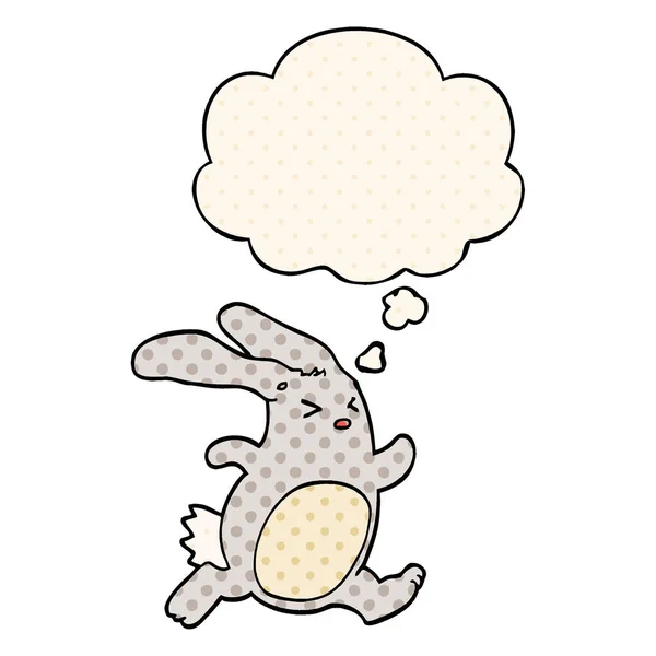 Kreslený králík a myšlenková bublina ve stylu komiksů — Stockový vektor